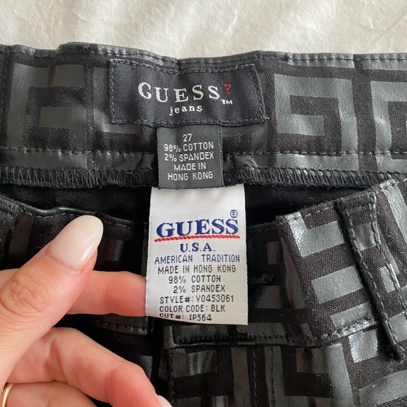 Guess Jeans- Vintage Glamour Black “G” Leather Like Denim Jeans - Picture 7 of 7
